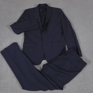 Calvin Klein 2-Piece Suit Mens 40R Pants 36x32 Navy Blazer Trousers Stretch